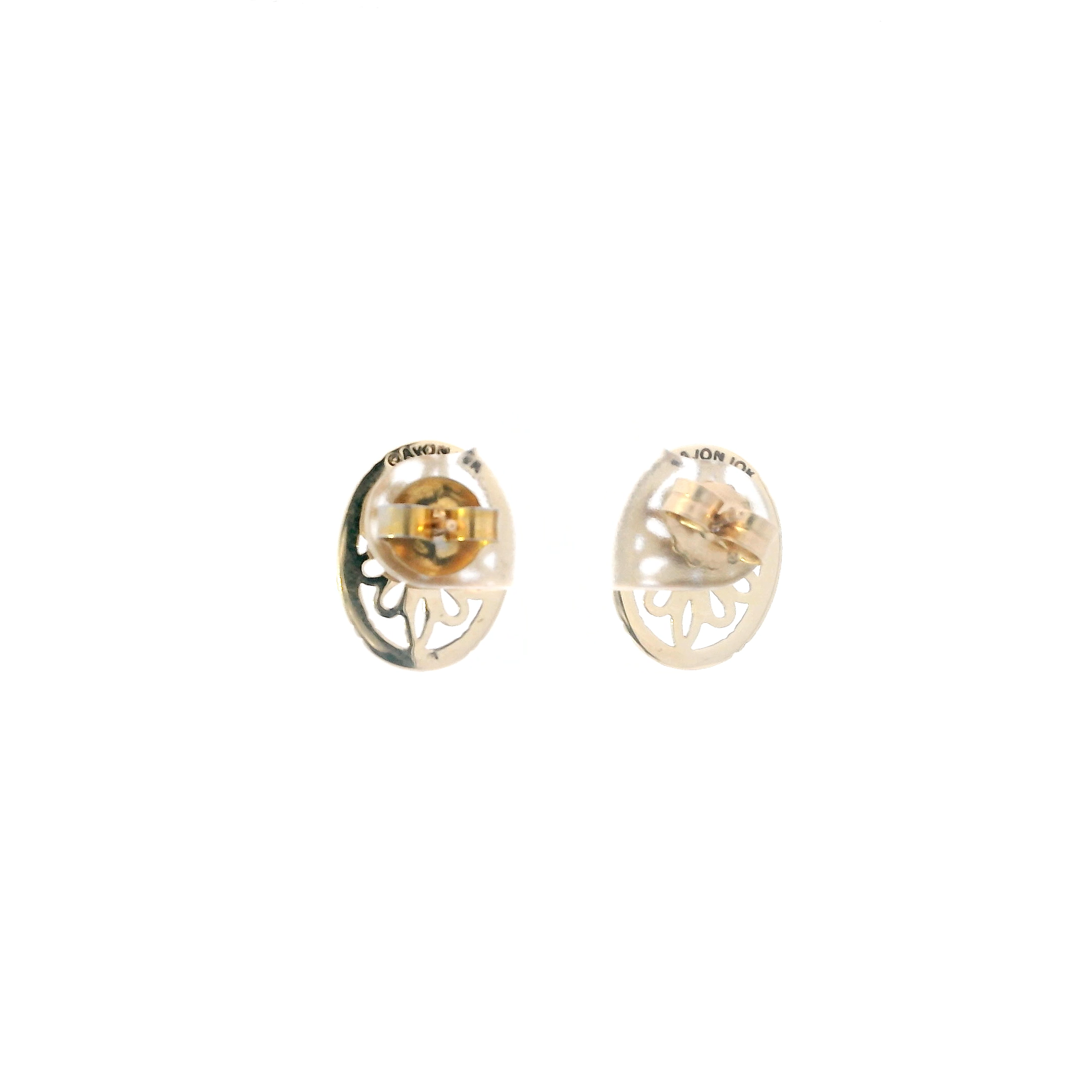 10K Yellow Gold Diamond Flower Stud Earrings -0.04ct