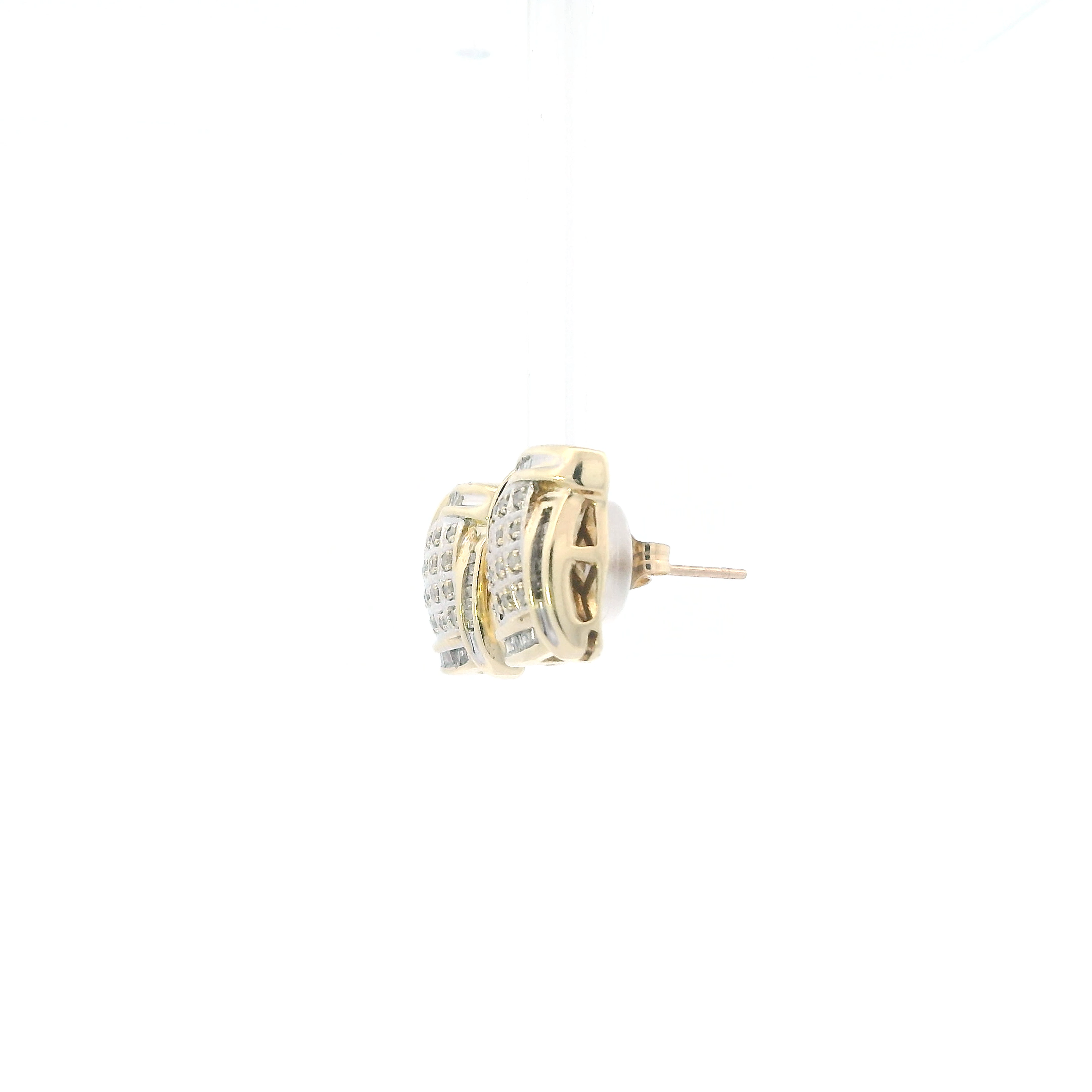 10K Yellow Gold Diamond Square Earrings -0.16ct