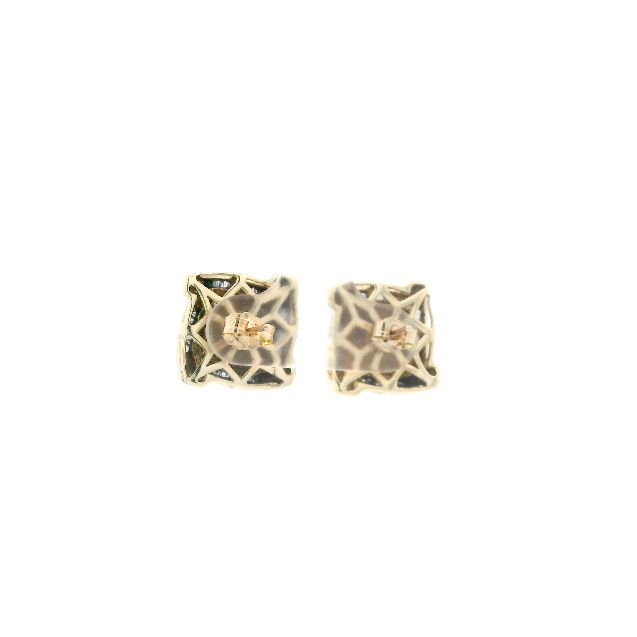 10K Yellow Gold Diamond Square Earrings -0.16ct