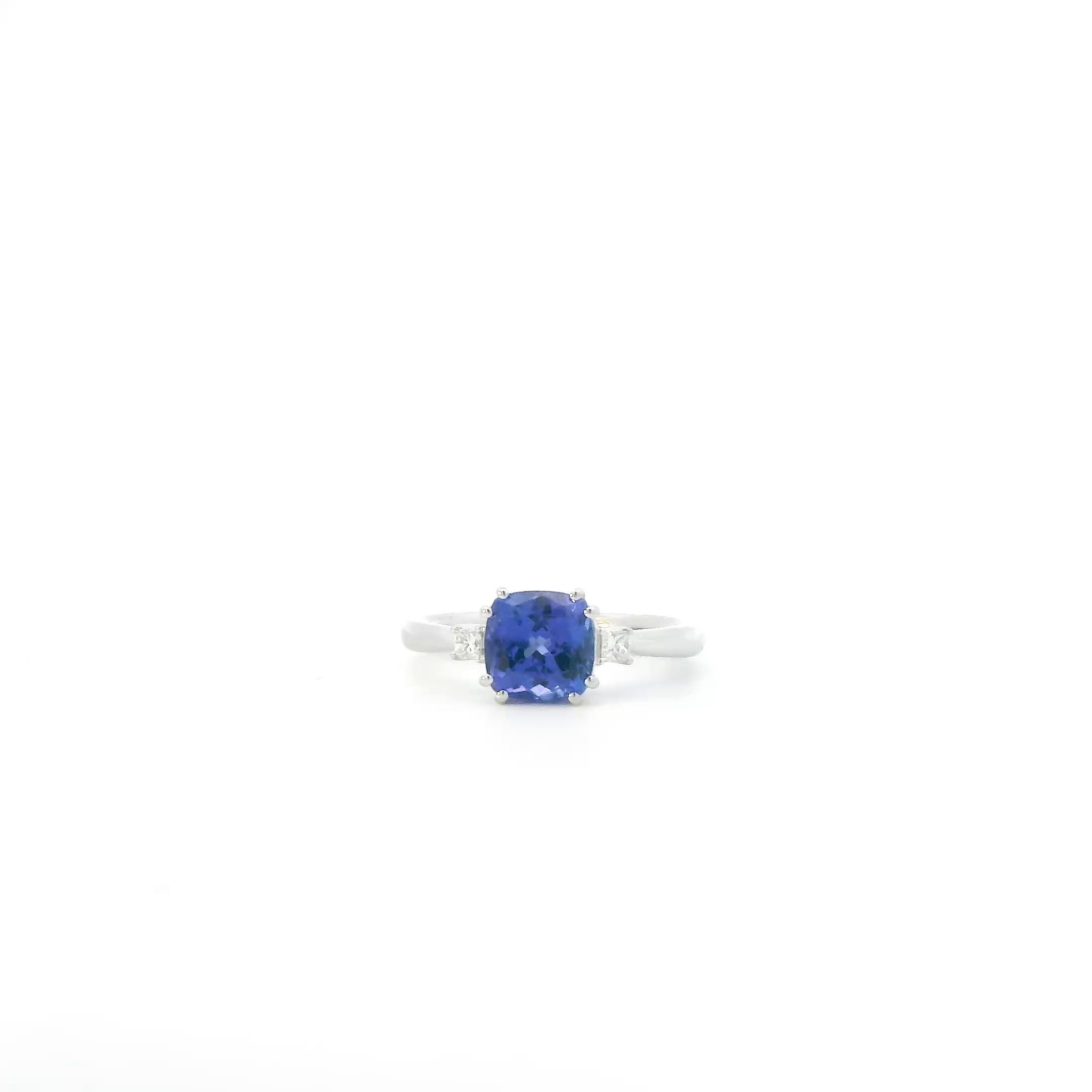 Platinum Diamond & Tanzanite Women's Ring - 0.10ct