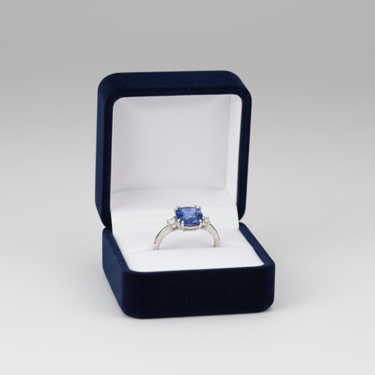 Platinum Diamond & Tanzanite Women's Ring - 0.10ct