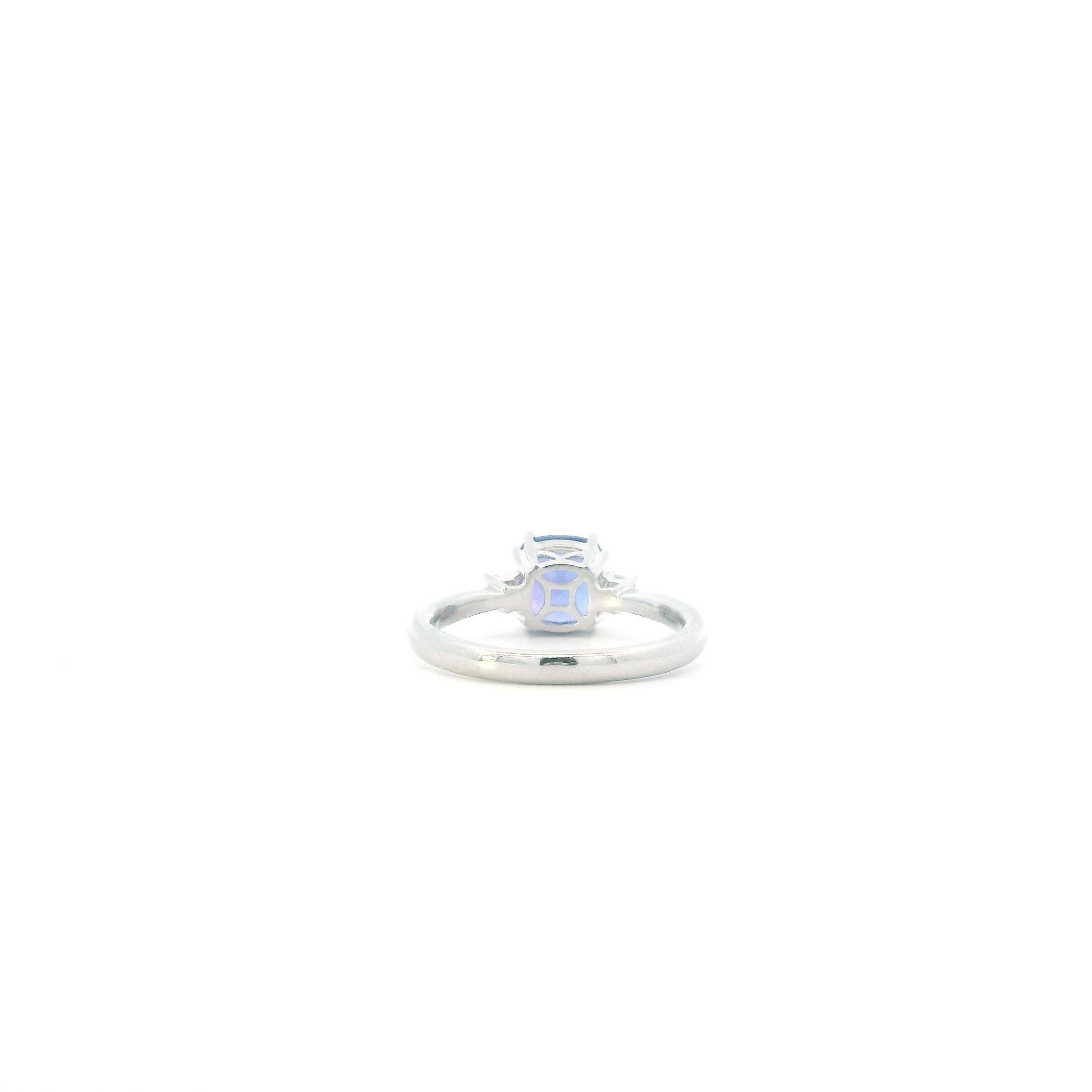 Platinum Diamond & Tanzanite Women's Ring - 0.10ct