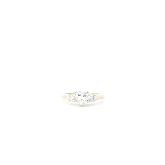 18K White Gold Lab Heart Diamond Women's Ring - 1.19ct