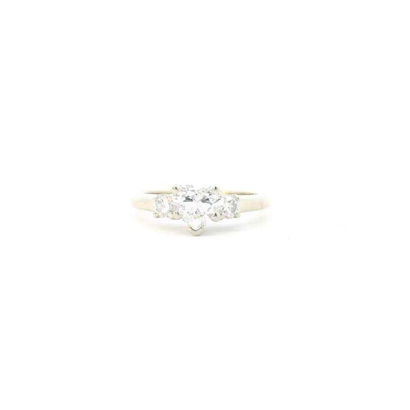 18K White Gold Lab Heart Diamond Women's Ring - 1.19ct