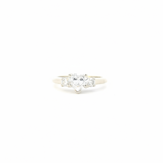 18K White Gold Lab Heart Diamond Women's Ring - 1.19ct