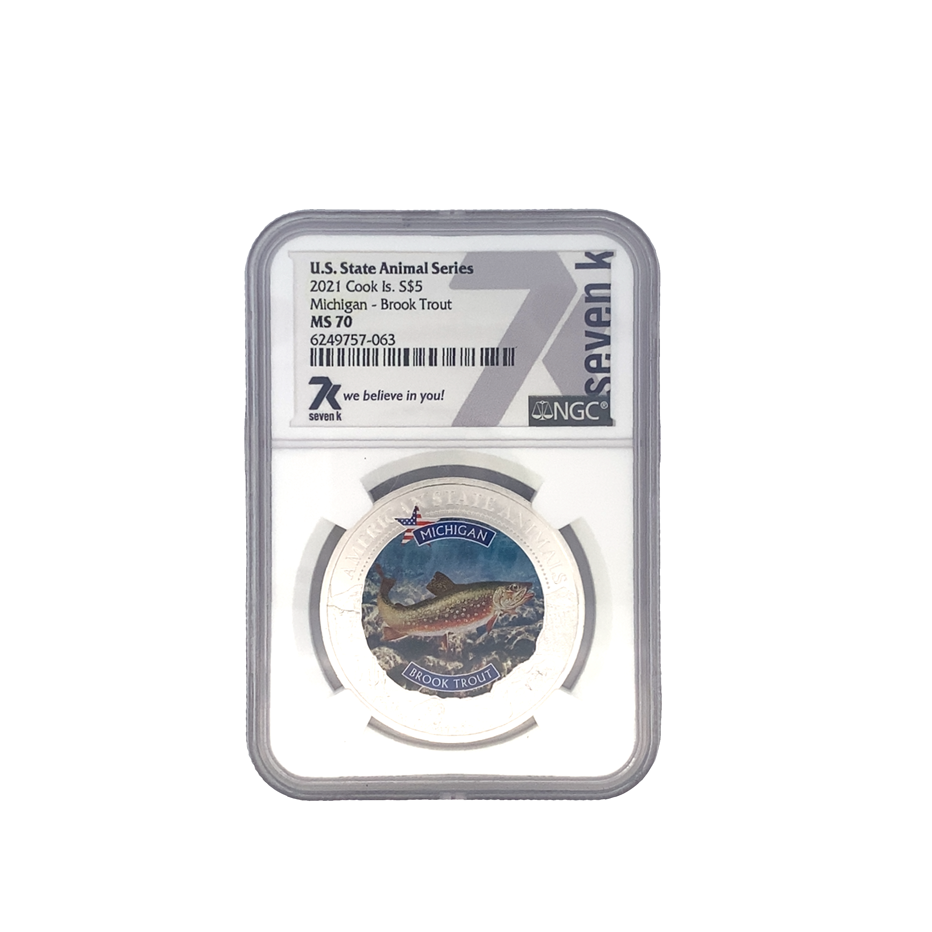 Cooks Island Michigan Brook Trout Silver Coin - U.S. State Animal Series Collectible