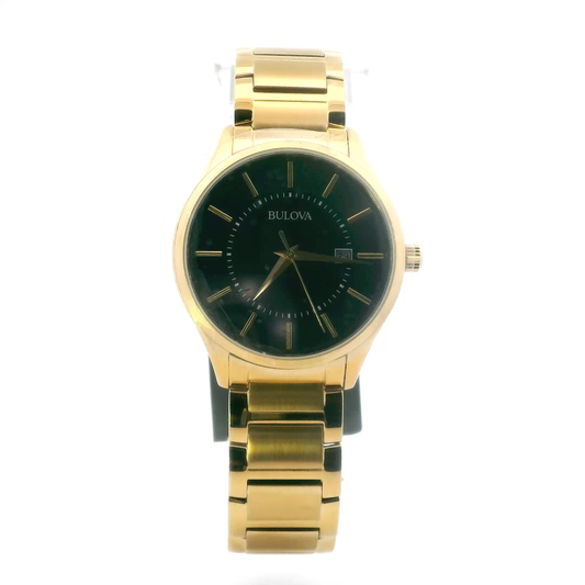 Bulova Classic Gold Quartz Texture Dial Date Men's Wristwatch With Original Box