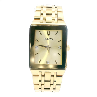 Bulova Diamond Dial Stainless Steel Rectangle Men's Wristwatch