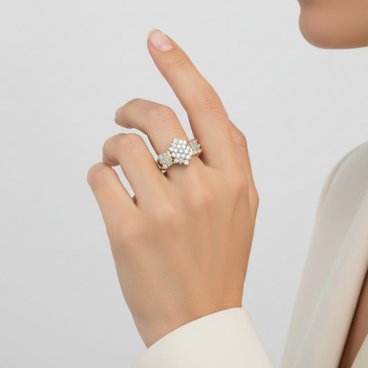 14K Yellow Gold Women's Diamonds Ring - 1.50ct