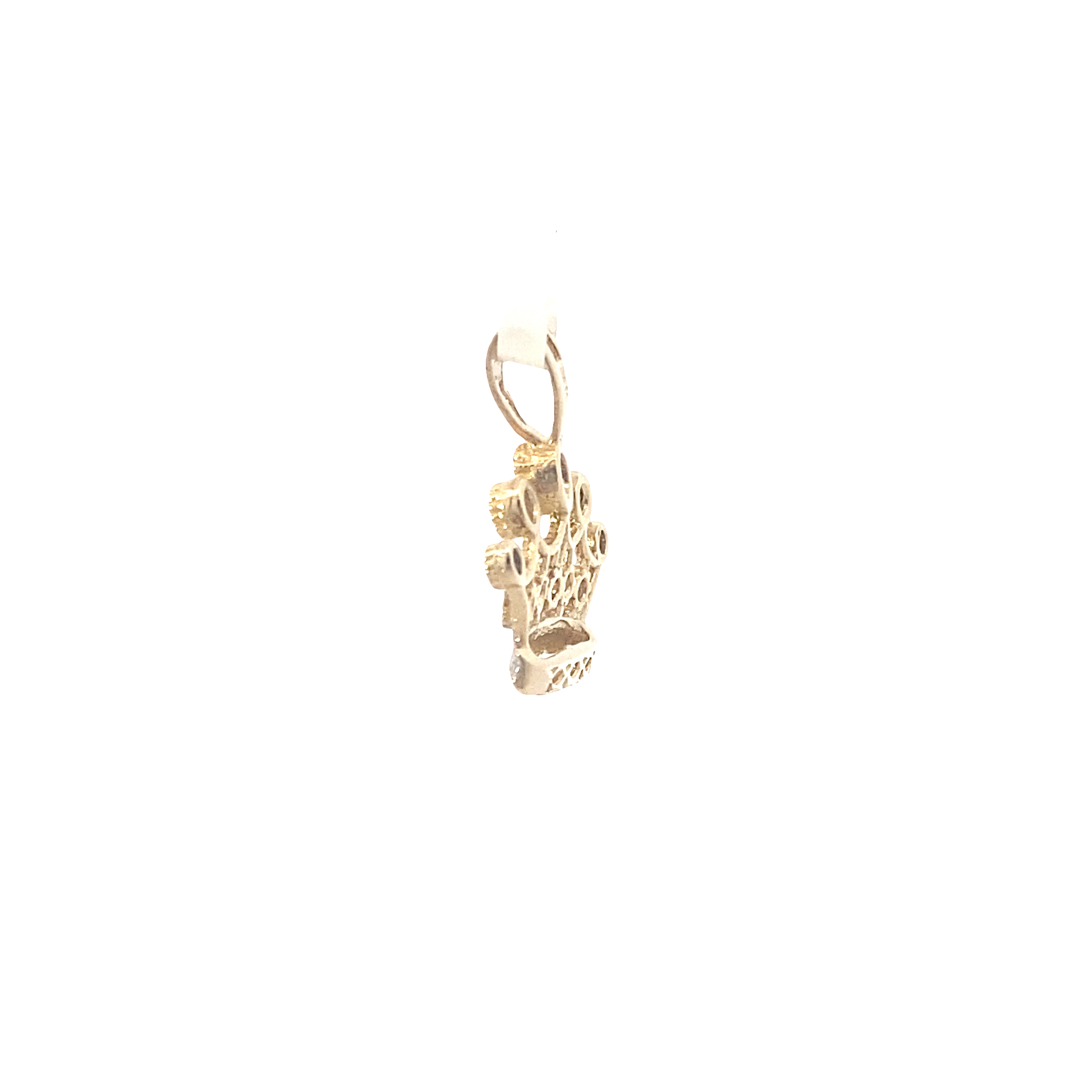 14K Yellow & White Gold CZ Crown Pendant