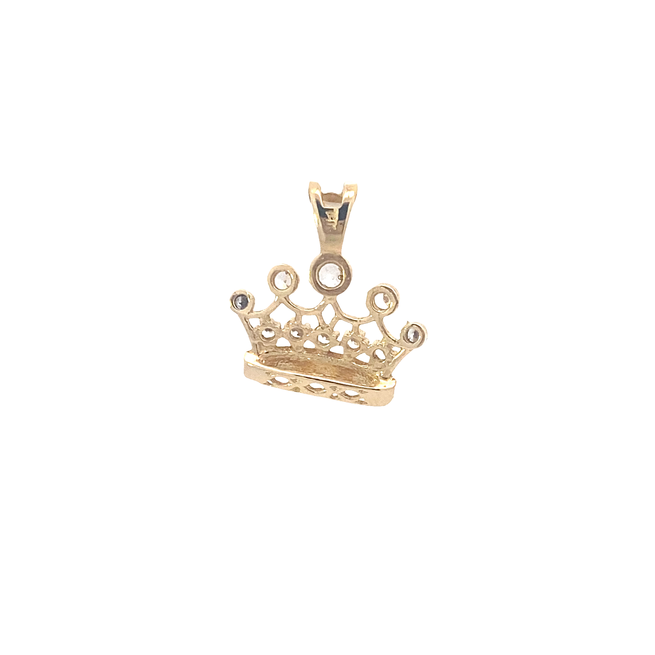 14K Yellow & White Gold CZ Crown Pendant