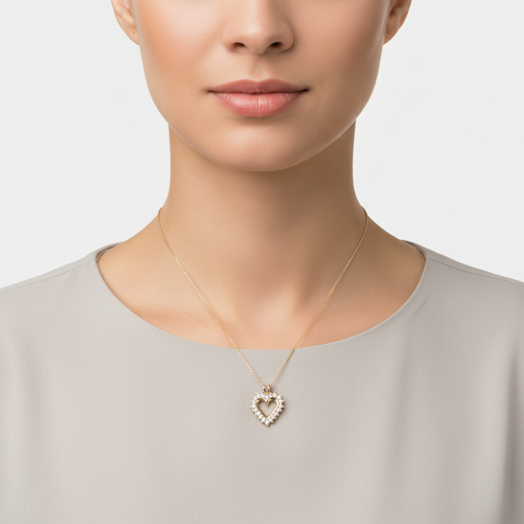 10K Yellow Gold Diamond Heart Pendant - 0.51ct