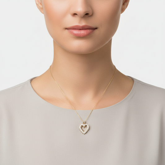 10K Yellow Gold Diamond Heart Pendant - 0.51ct