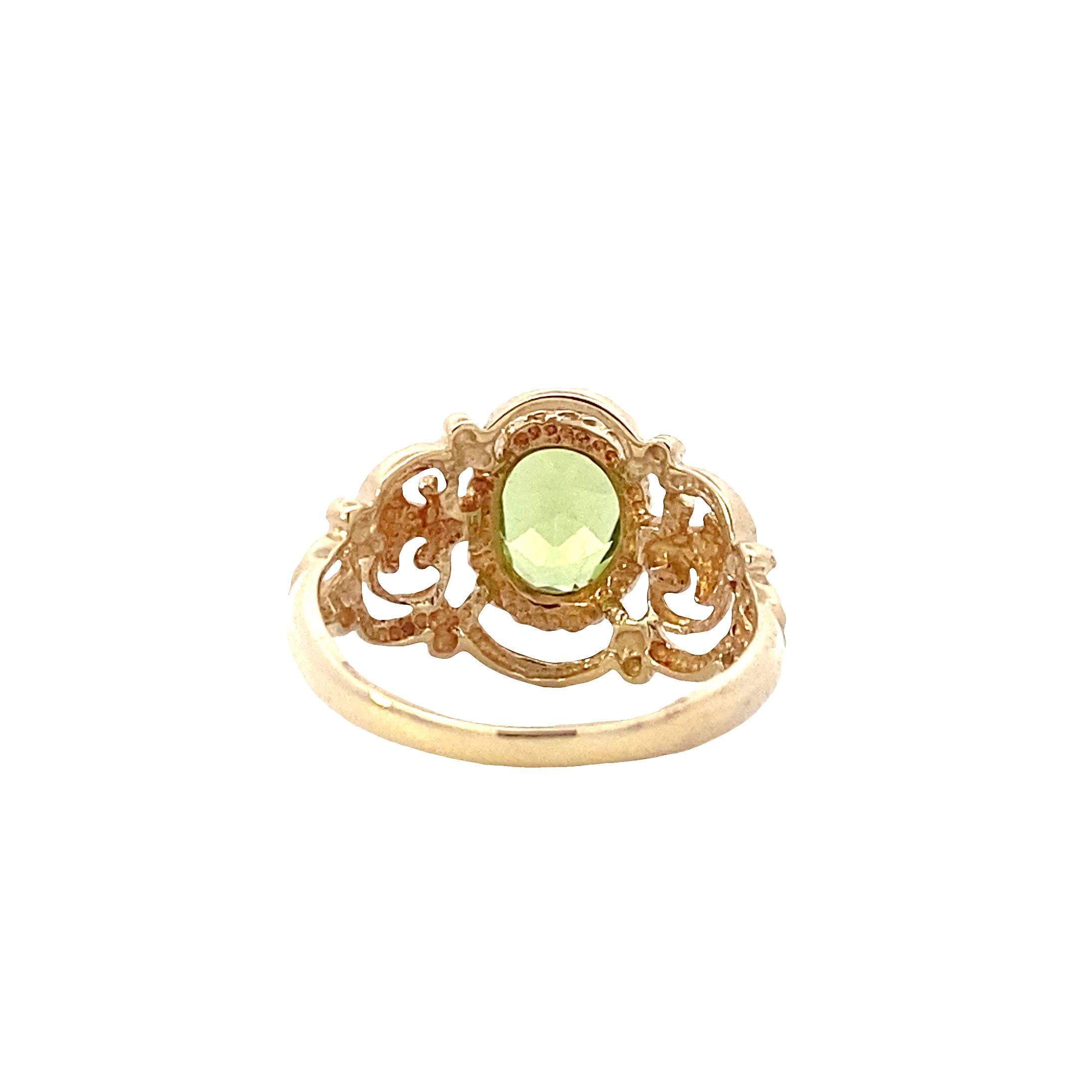 10K Yellow Gold Synthetic Peridot Filigree Ring