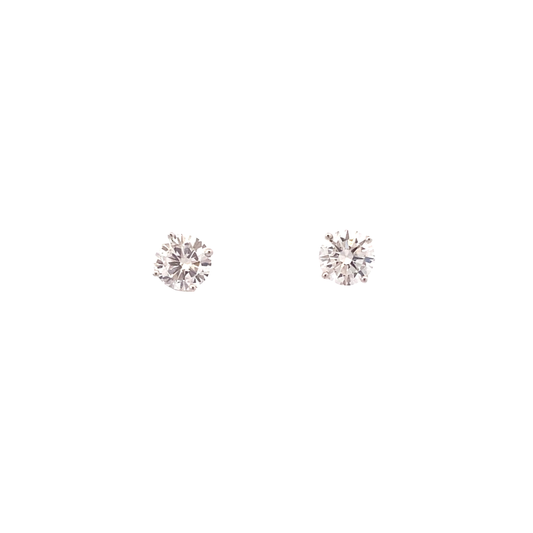New 14K White Gold Lab Diamond Solitaire Earrings - 1.50ct