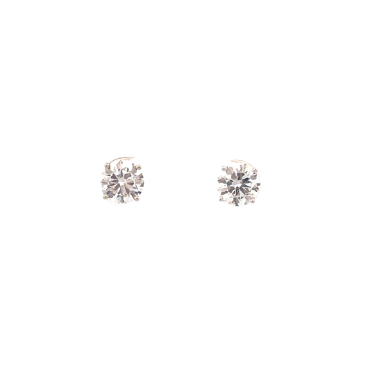 New 14K White Gold Lab Diamond Solitaire Earrings - 2.0ct