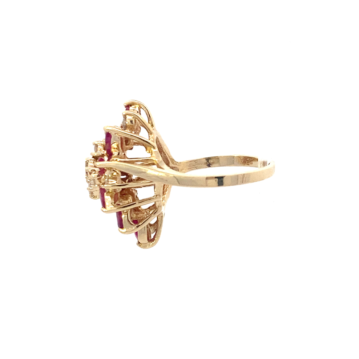 14K Yellow Gold Diamond & Ruby Women's Ring - 0.62ct