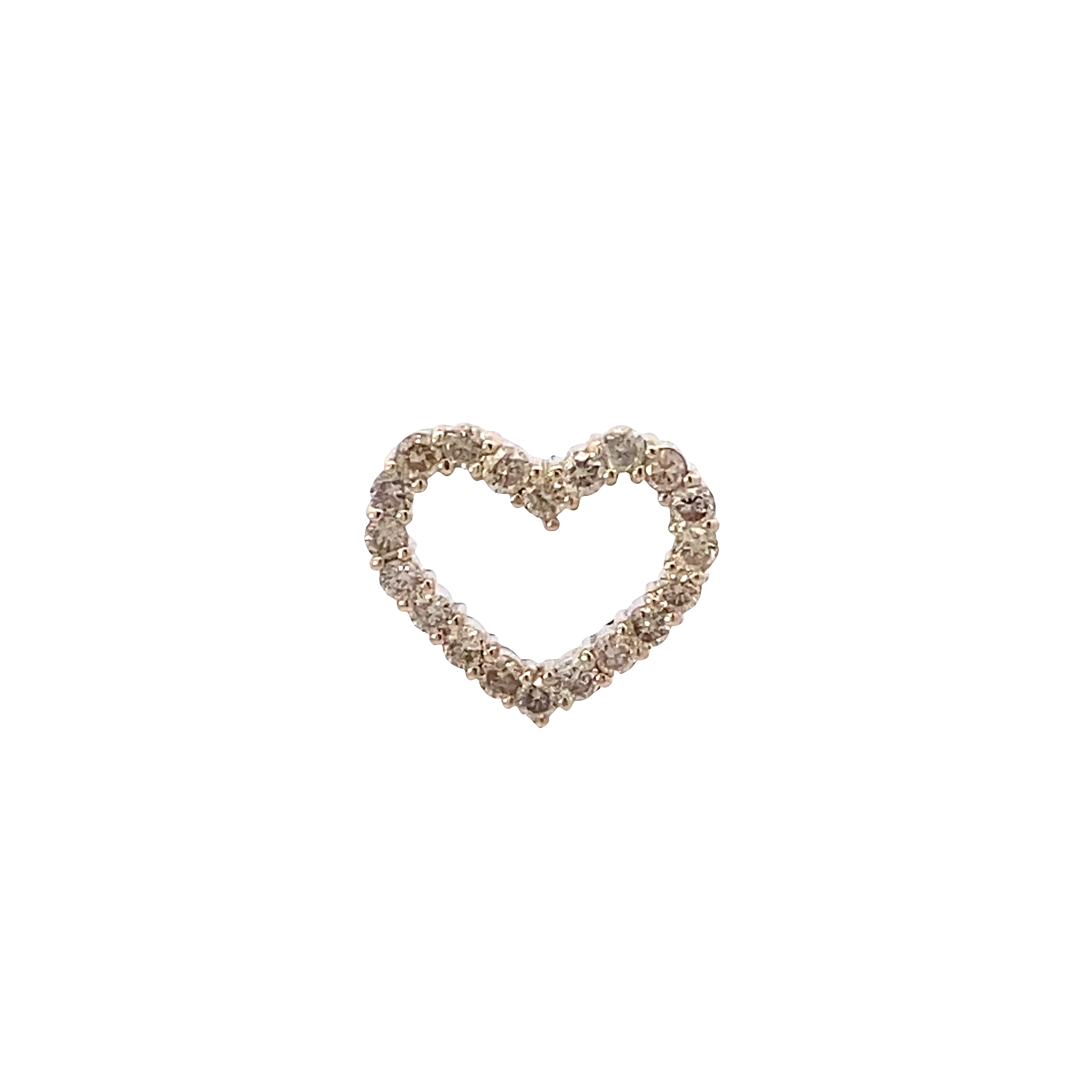 18K Yellow Gold & Rhodium Diamond Heart Pendant - 0.50ct