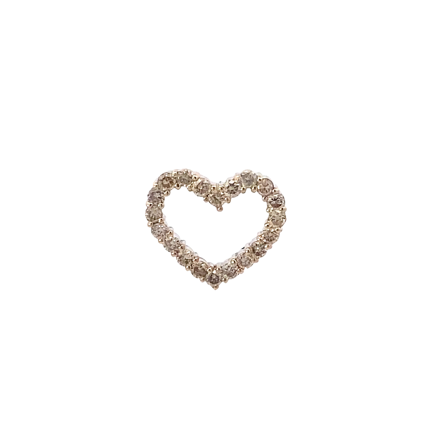 18K Yellow Gold & Rhodium Diamond Heart Pendant - 0.50ct