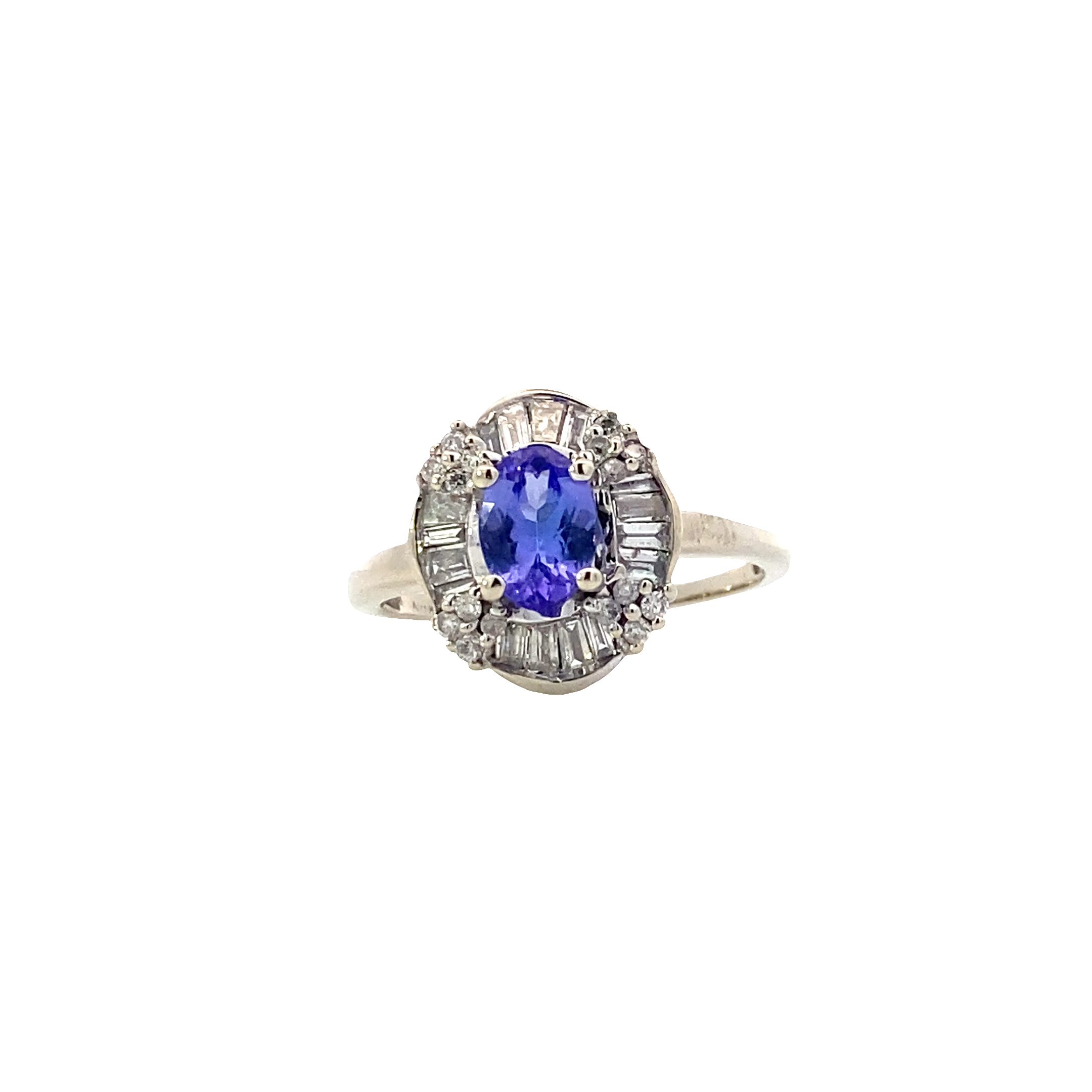14K White Gold Diamond & Tanzanite Women's Ring - 0.08ct
