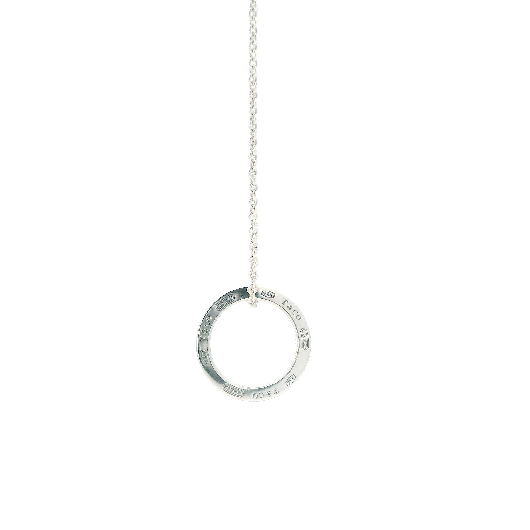 Tiffany & Co. 1837 Sterling Silver Circle Pendant & 18