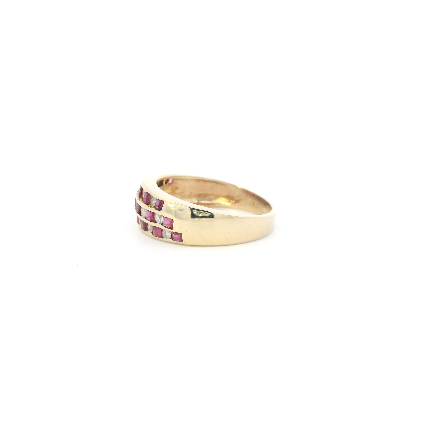 14K Yellow Gold Diamonds & Ruby Women's Ring - 0.38ct