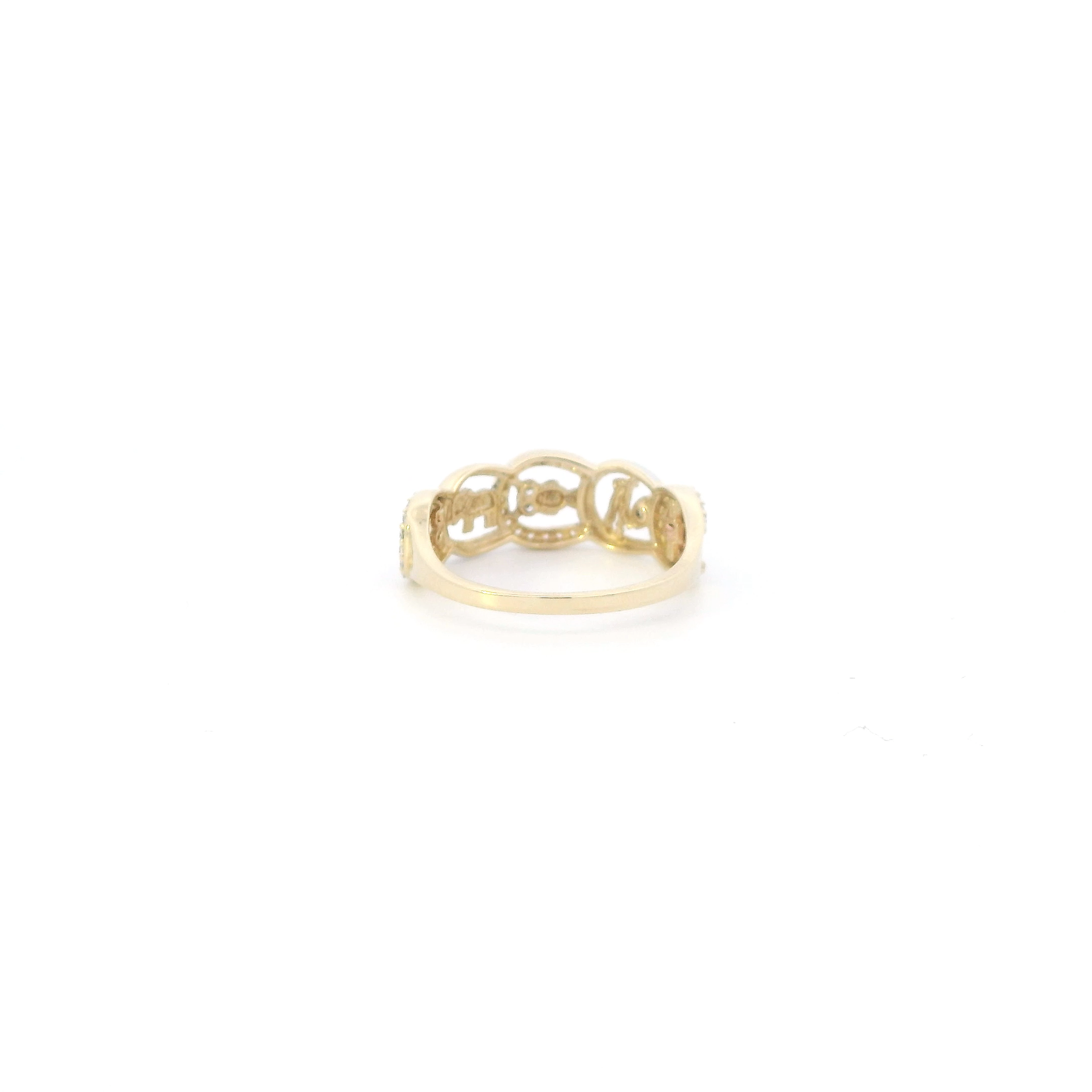 14K Yellow Gold Cz Lucky Symbols Women's Ring