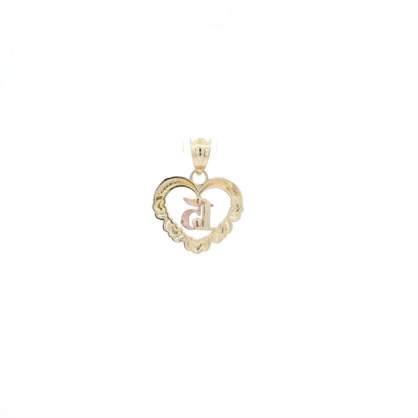14K Yellow & Rose Gold "15" Heart Pendant