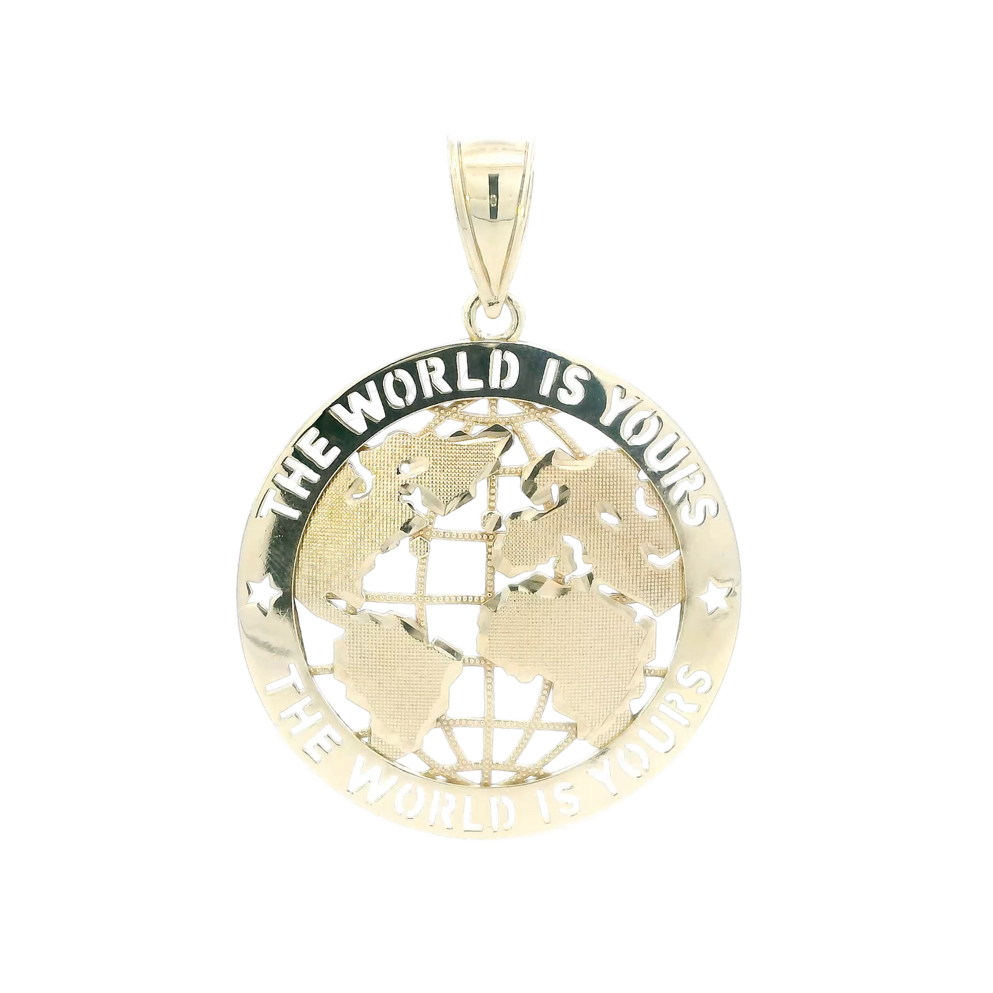 10K Yellow Gold "The World Is Yours" Globe Pendant