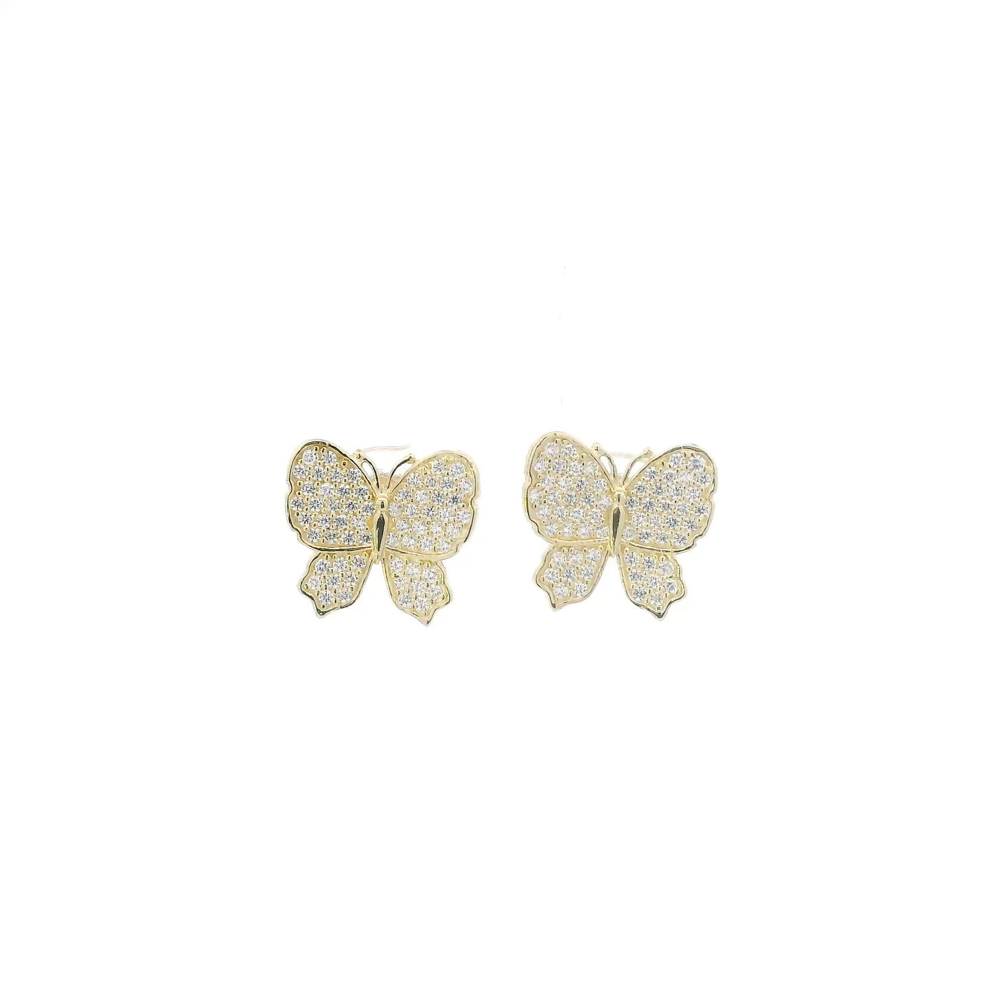 10K Yellow Gold Cz Butterfly Earrings