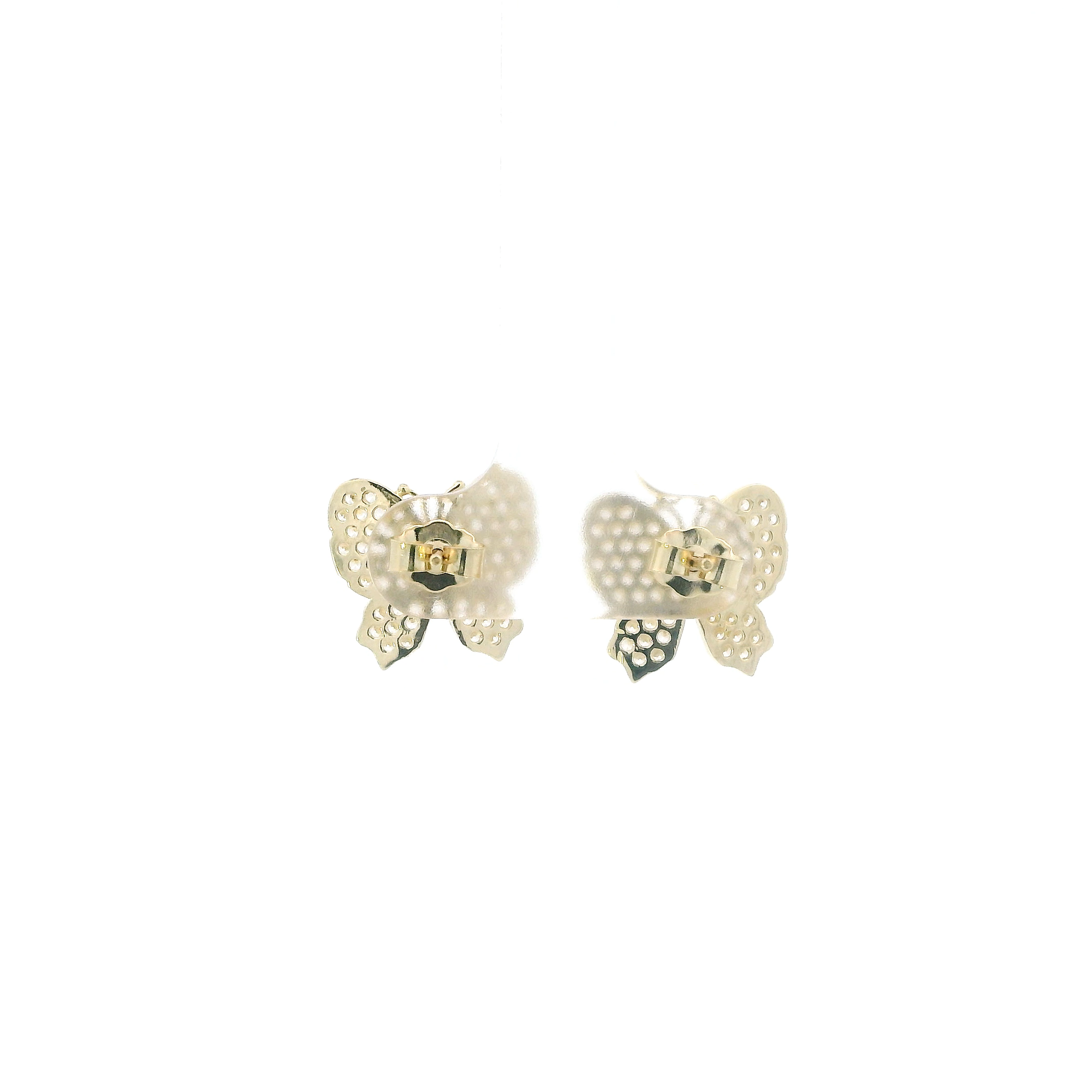 10K Yellow Gold Cz Butterfly Earrings