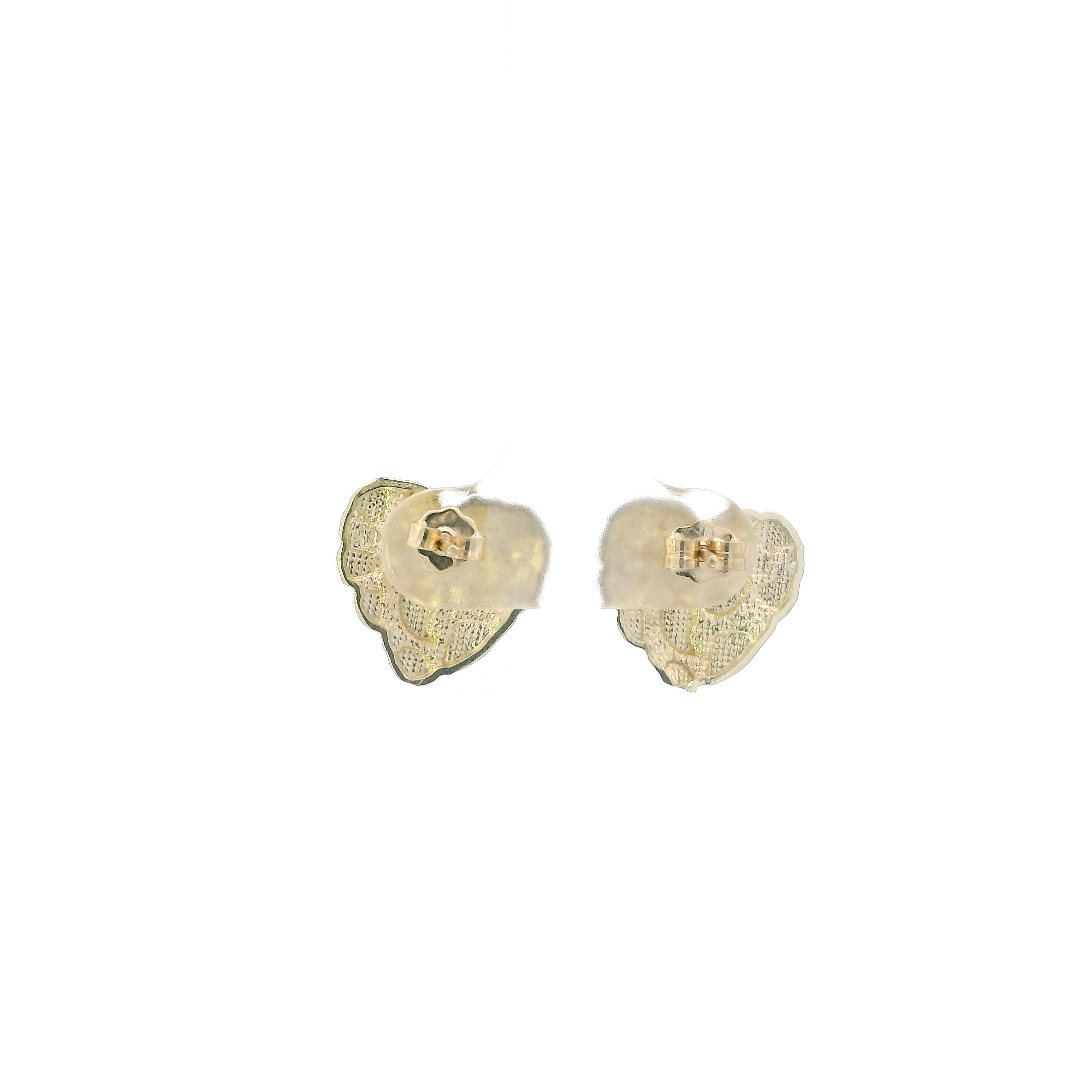 10K Yellow Gold Nugget Heart Stud Earrings