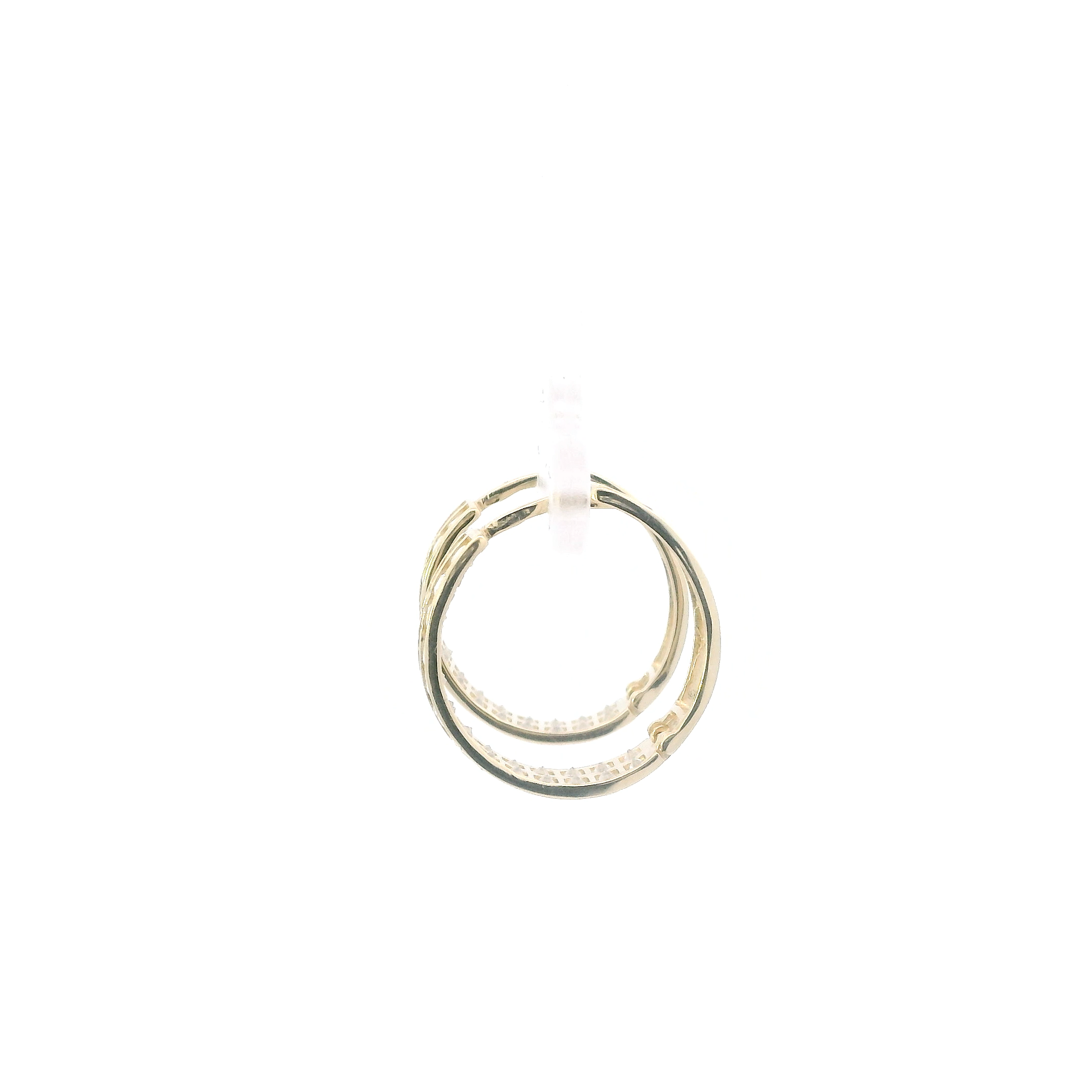 14K Yellow Gold Cz Double Row Hoop Earrings
