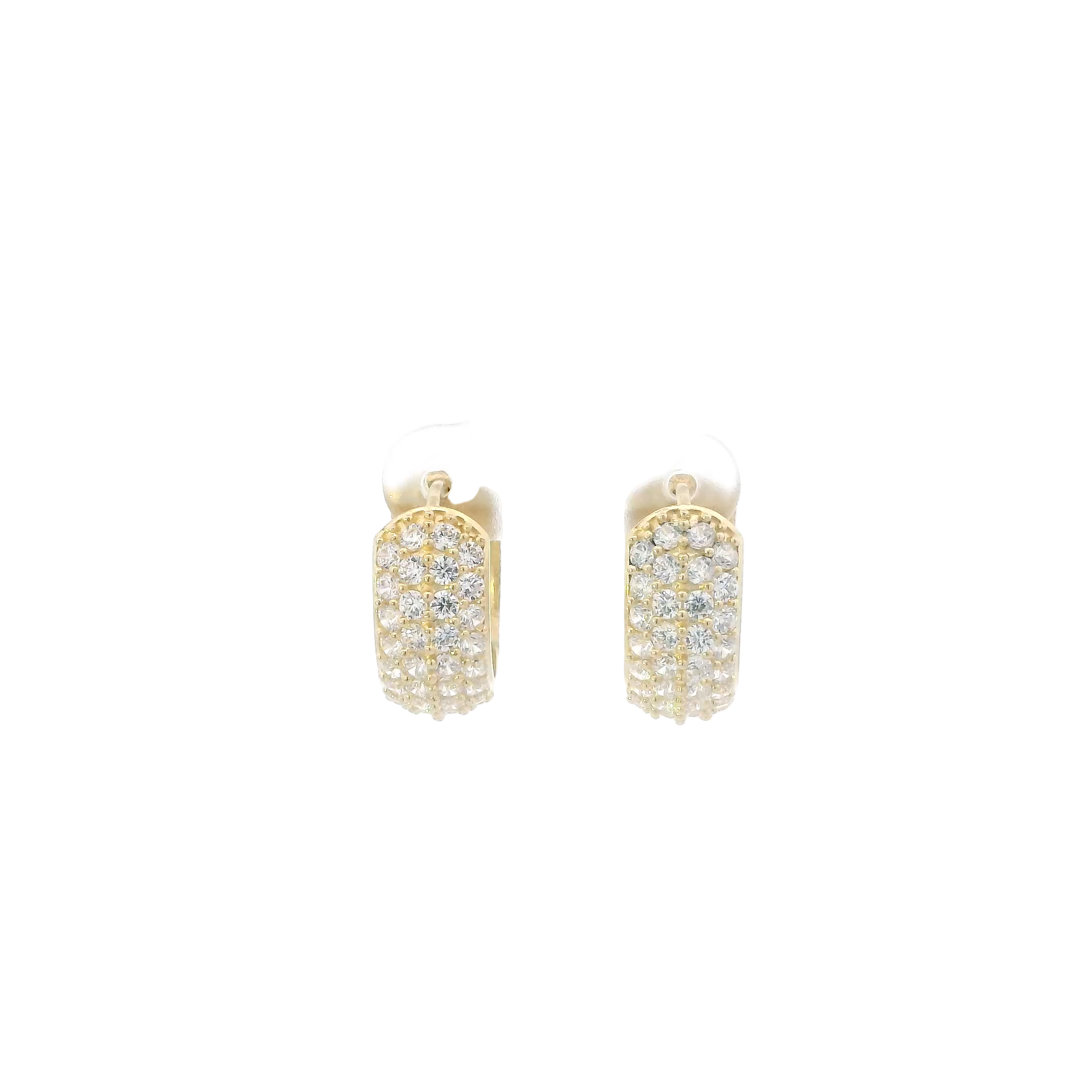 14k Yellow Gold Cz Huggie Hoop Earrings