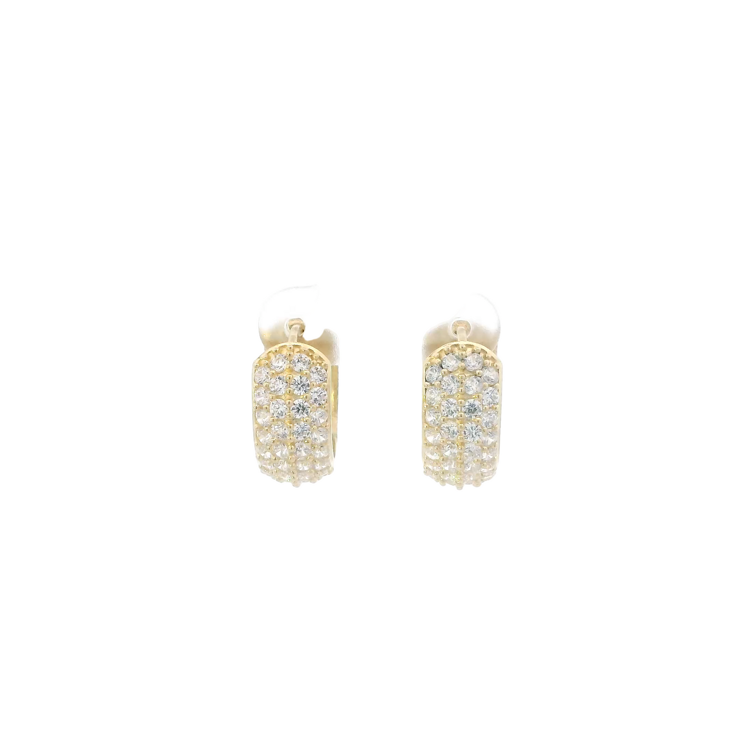 14k Yellow Gold Cz Huggie Hoop Earrings