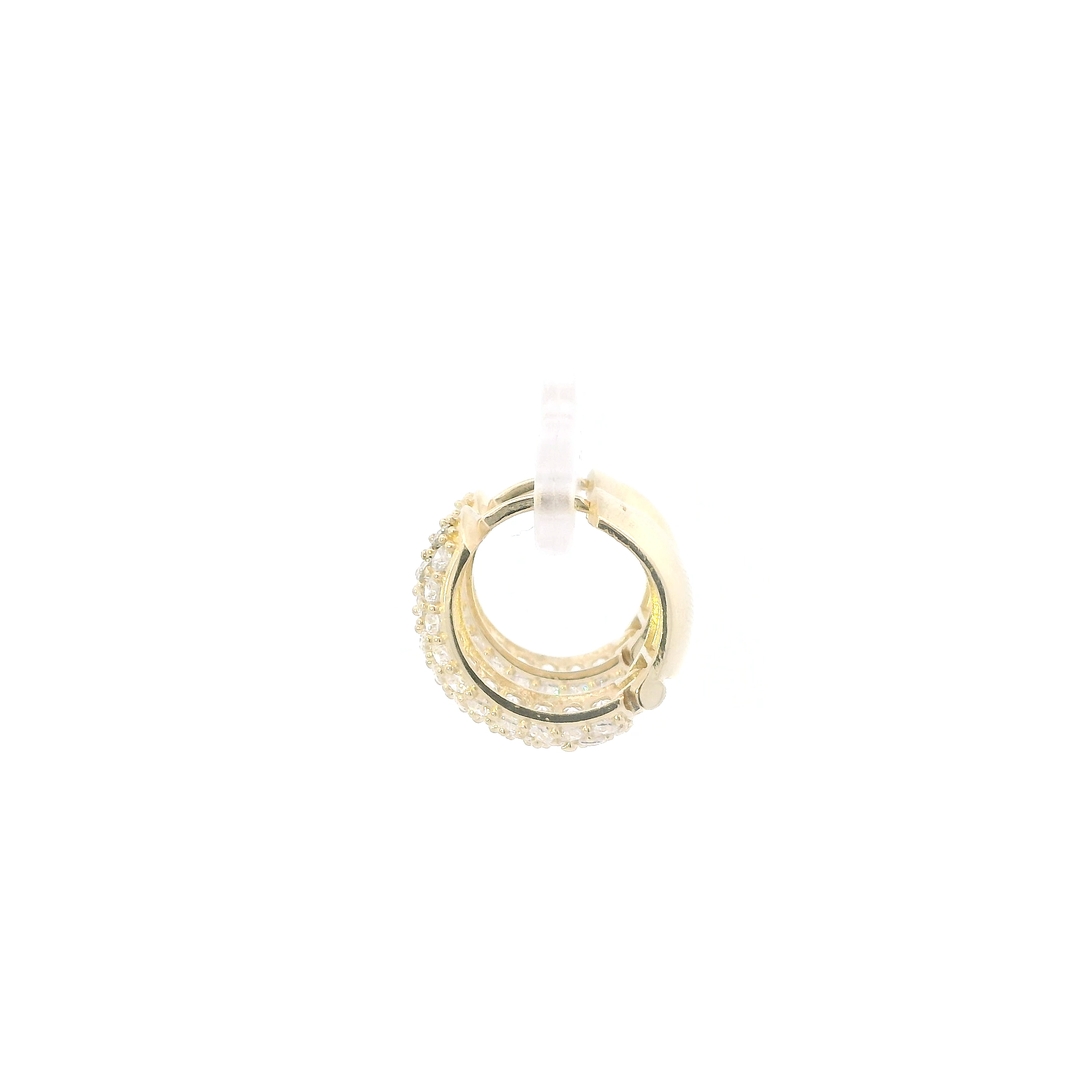14k Yellow Gold Cz Huggie Hoop Earrings