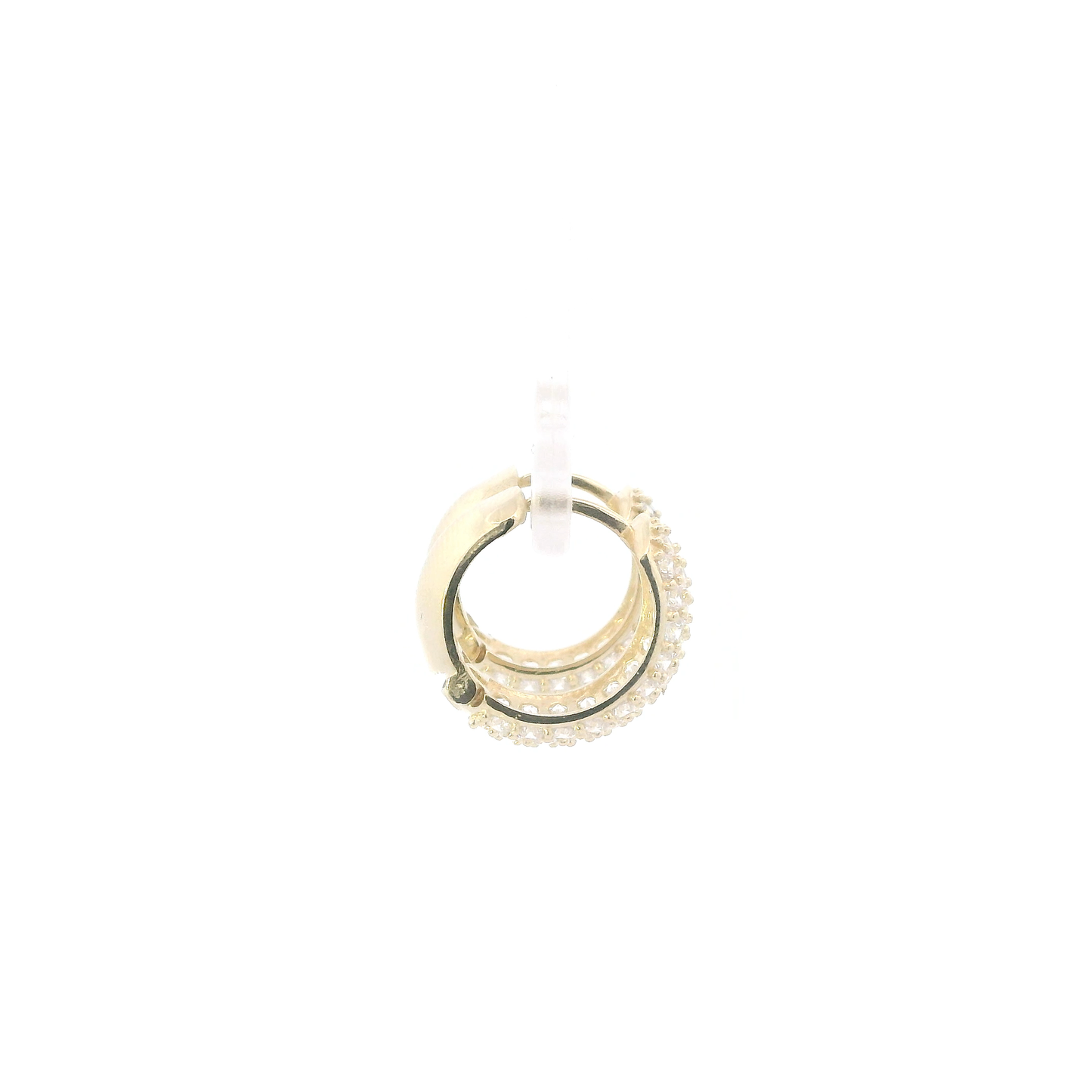 14k Yellow Gold Cz Huggie Hoop Earrings