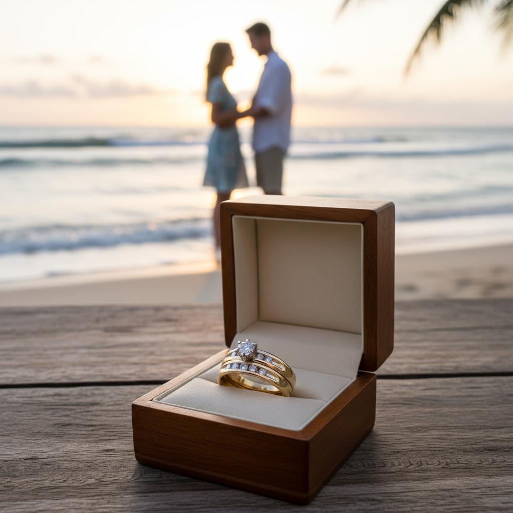 14K Yellow Gold Diamond Engagement & Wedding Ring Set - 0.33ct