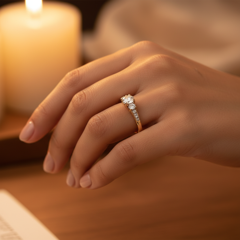 14K Yellow Gold Women's Diamond Ring - 0.85ct