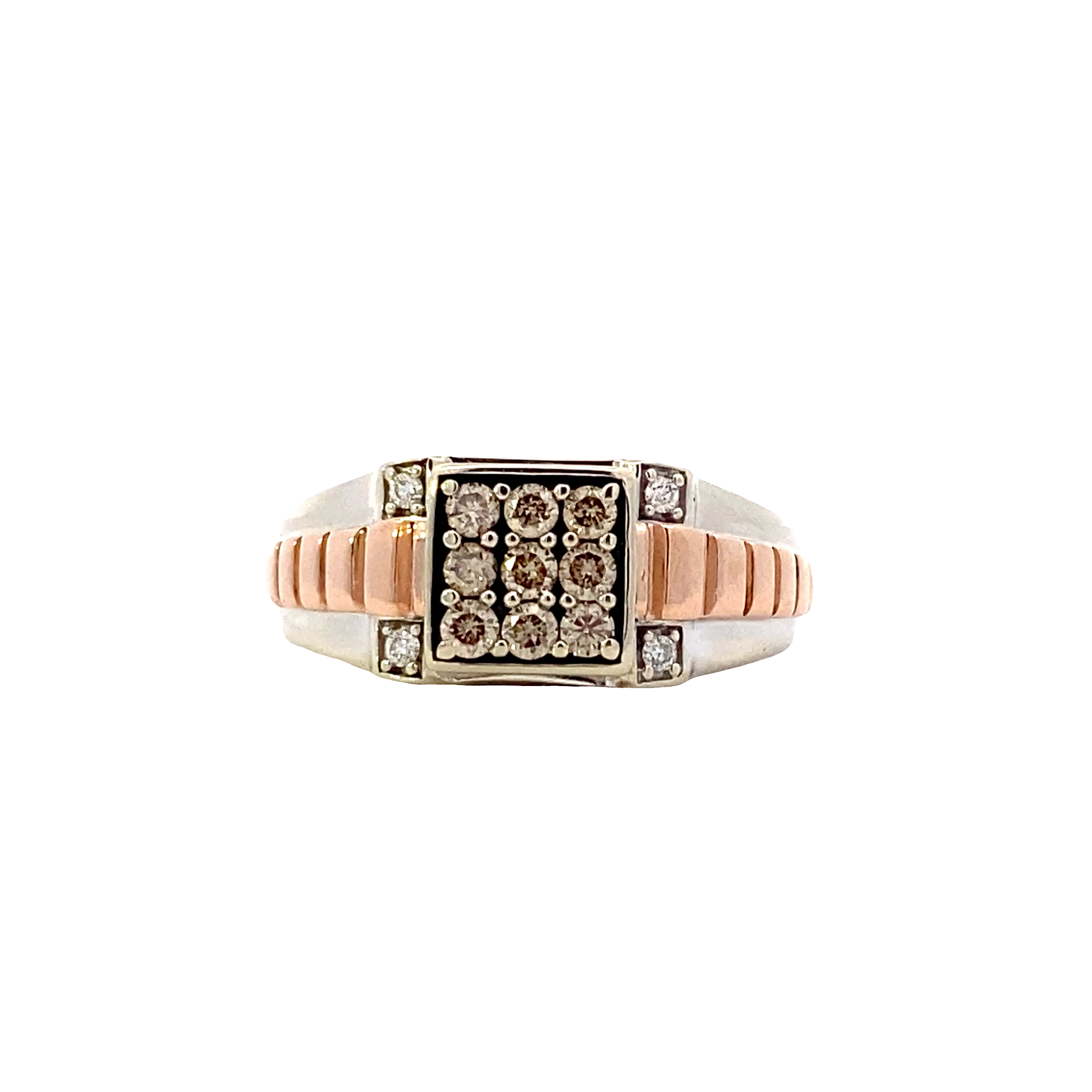 10K White & Rose Gold Rolex Style Men's Diamond Ring - 0.45ct