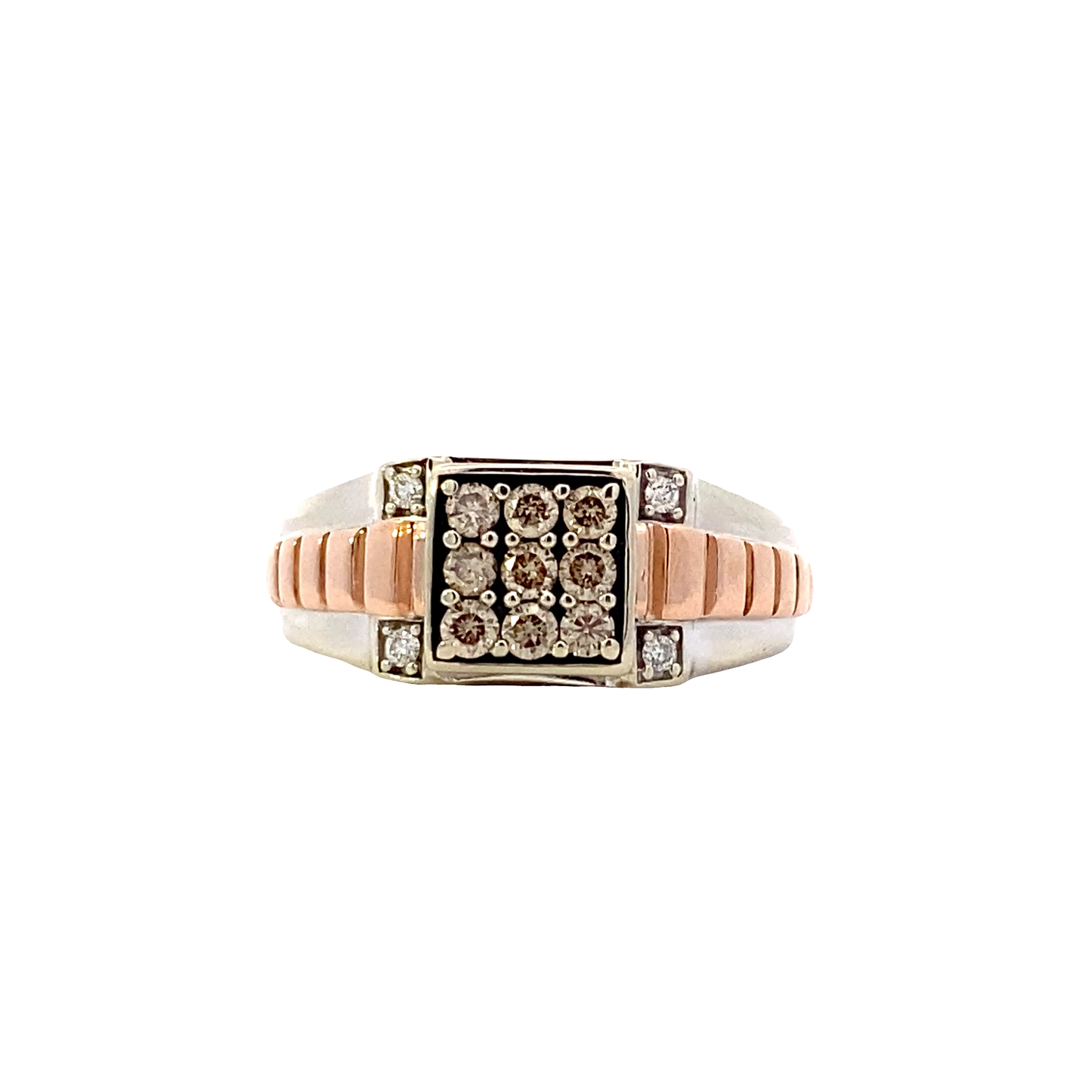 10K White & Rose Gold Rolex Style Men's Diamond Ring - 0.45ct