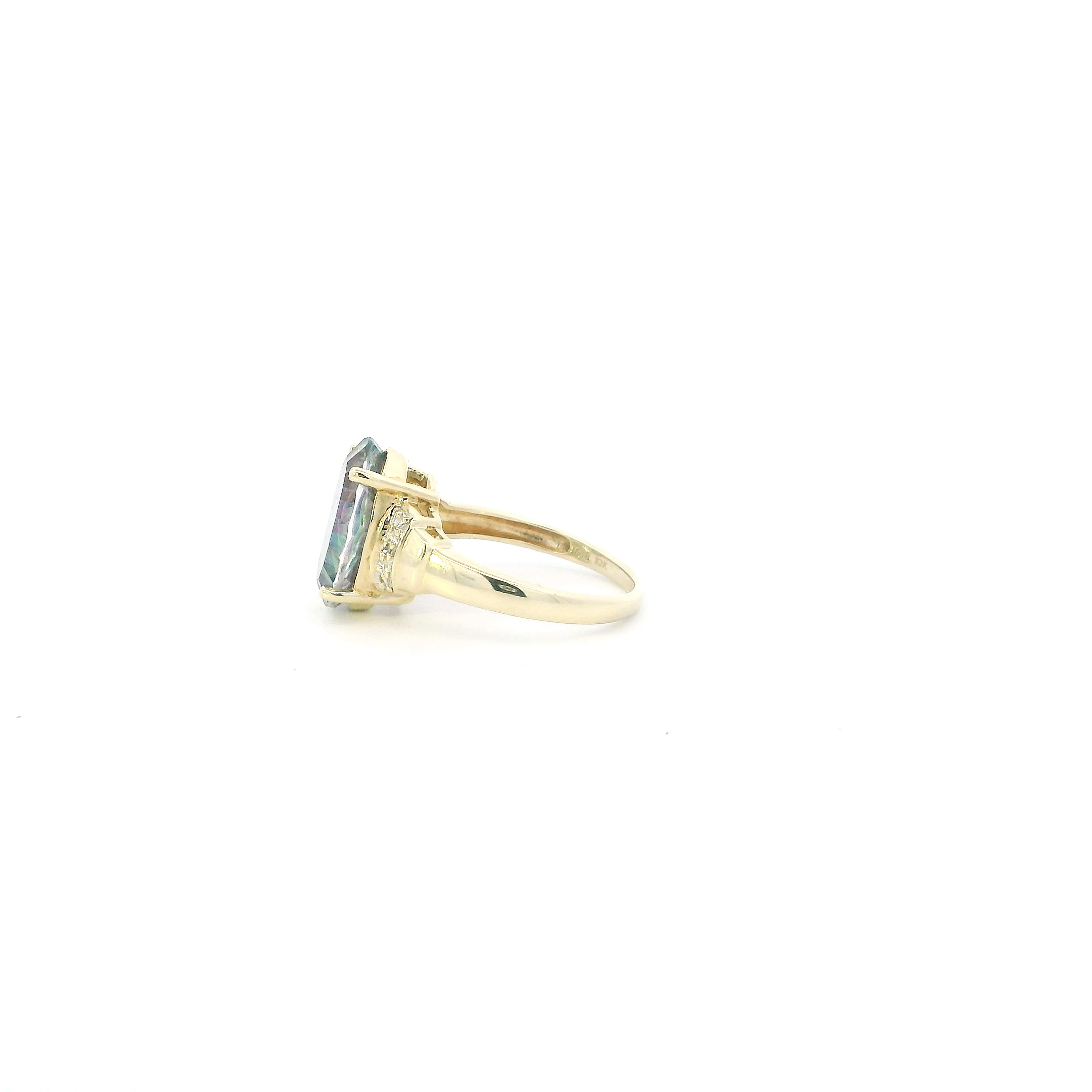 10K Yellow God Mystic Topaz Womens Ring