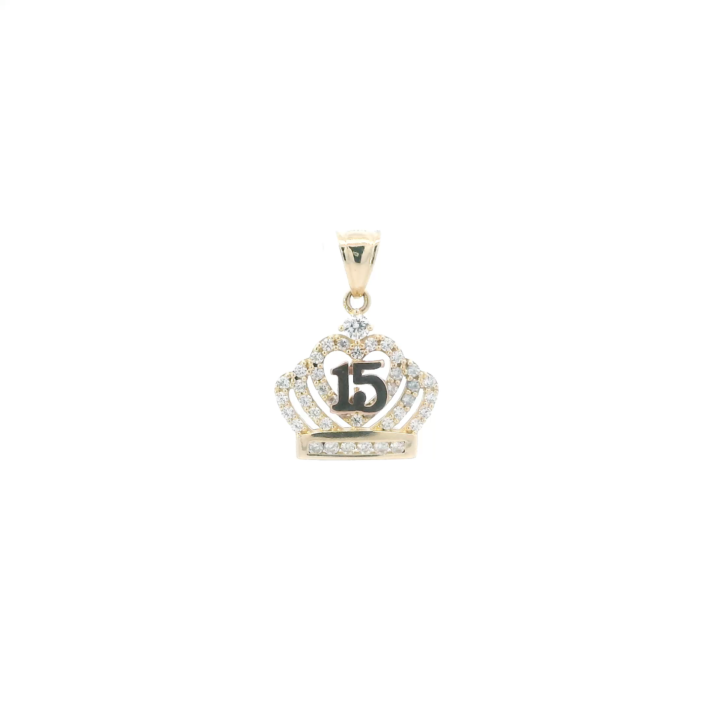 14K Yellow & Rose Gold "15" Crown Pendant