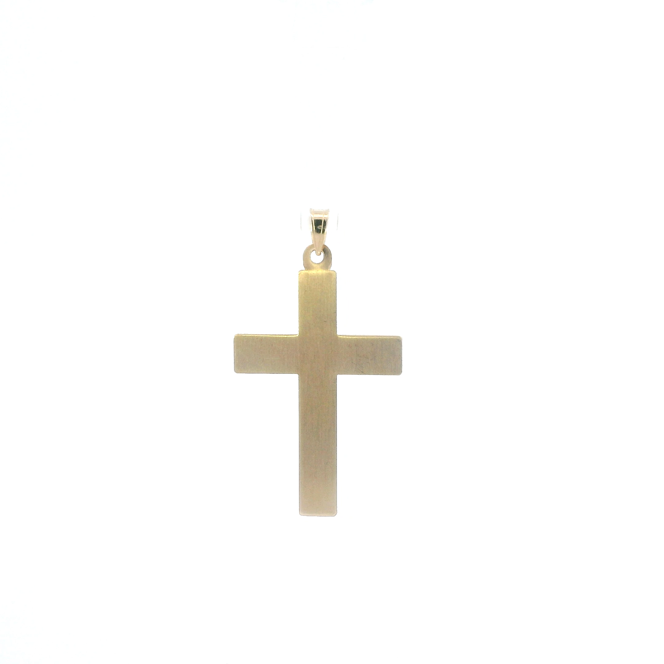 14K Yellow & White Gold Hollow Dove & Cross Pendant