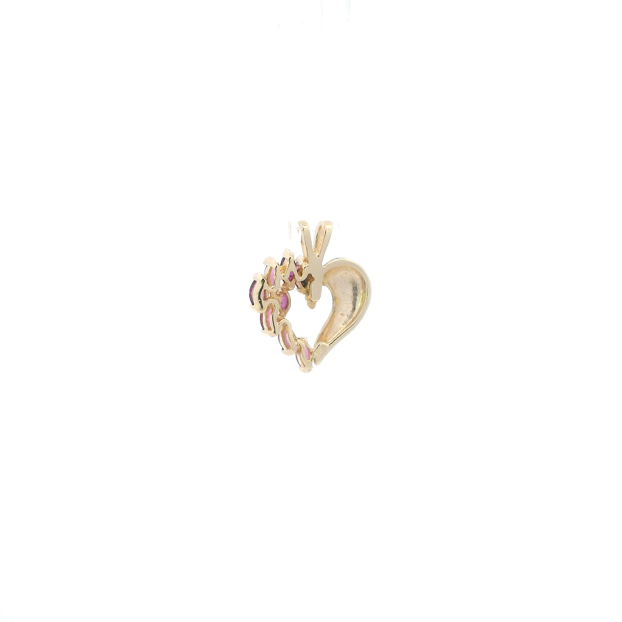 14K Yellow Gold Rubys Heart Pendant