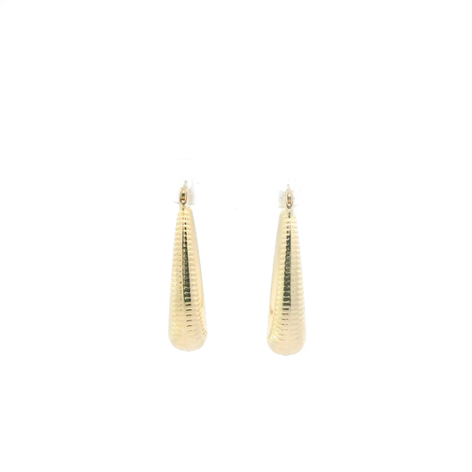 14K Yellow Gold Hollow Scalloped Hoop Earrings