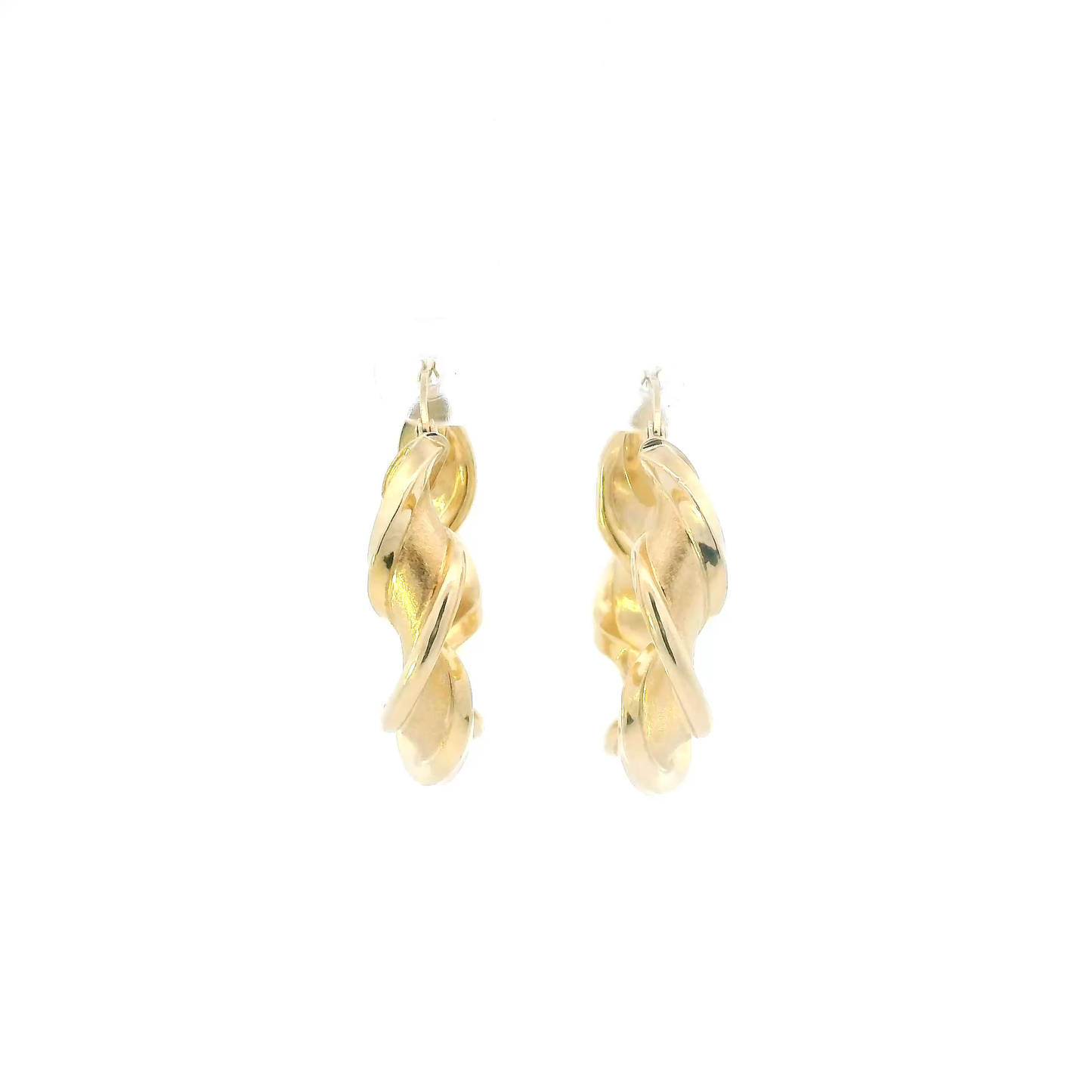 18K Yellow Twisted Hoops Earrings