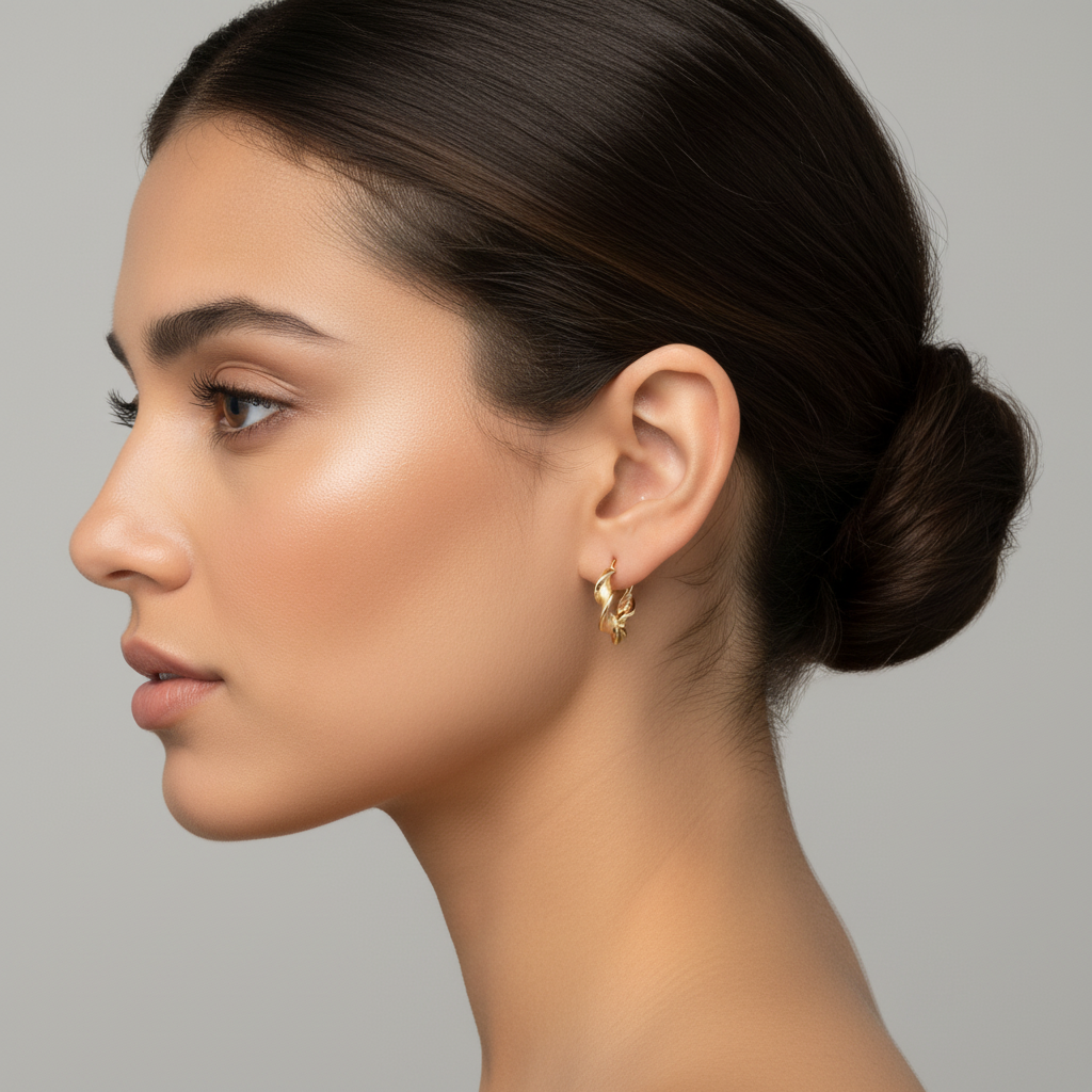 18K Yellow Twisted Hoops Earrings