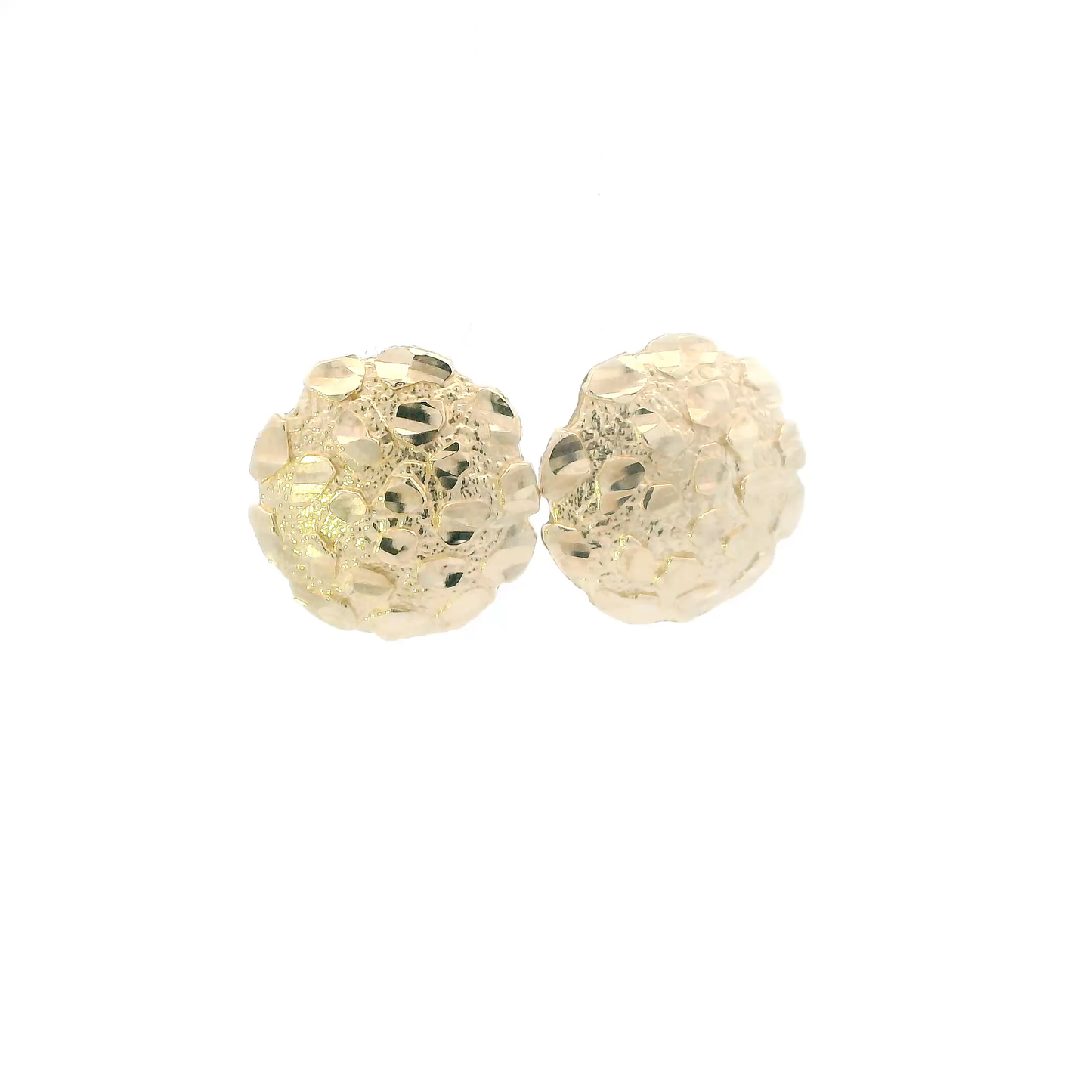 10K Yellow Gold Round Nugget Stud Earrings