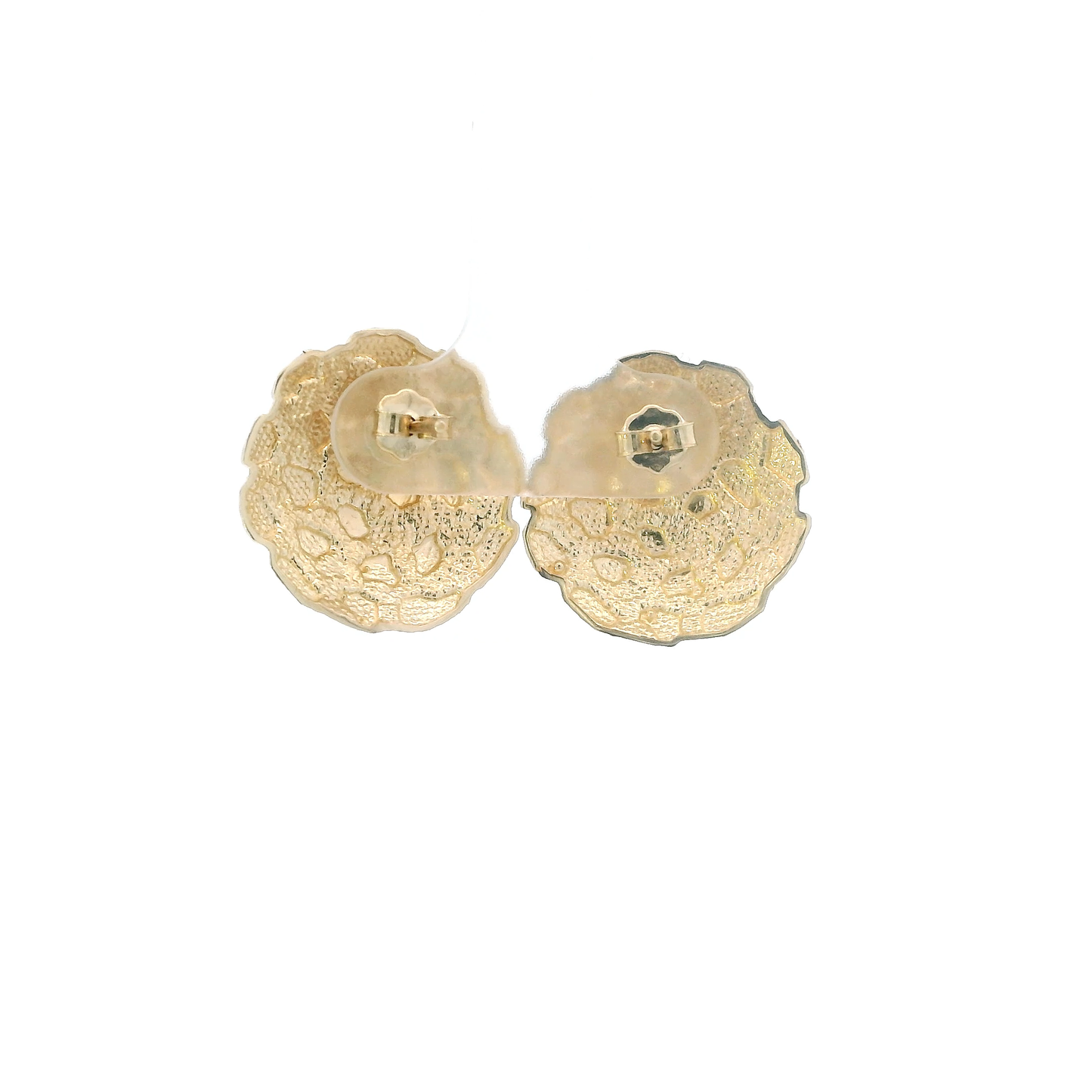10K Yellow Gold Round Nugget Stud Earrings